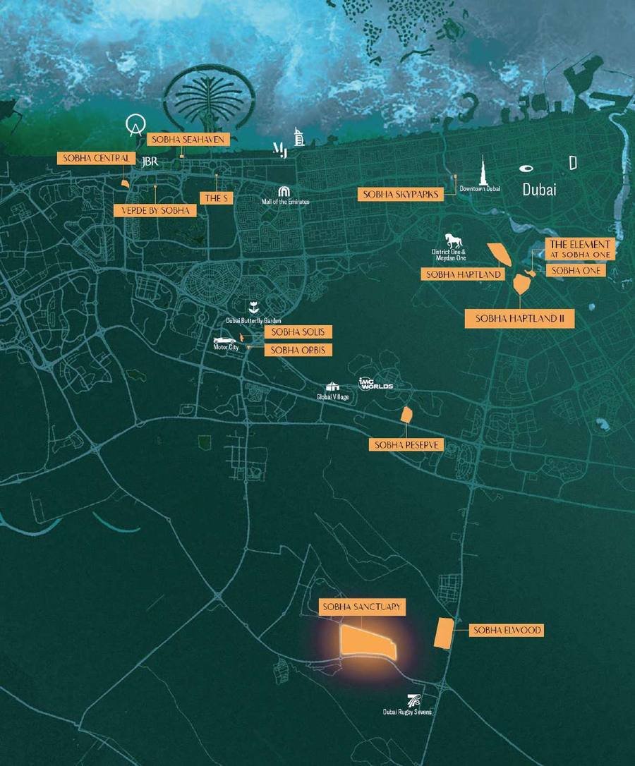 Location map – Sobha Sanctuary in Dubailand